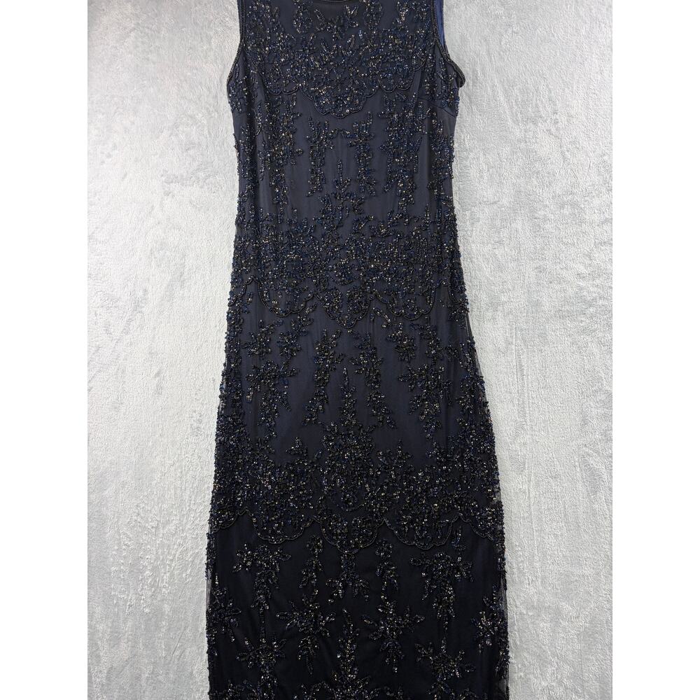 Pisarro Nights Sleeveless Beaded Evening Dress - Navy - Size 10P - Picture 5 of 9